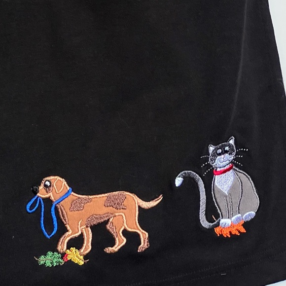 NWT Vintage Bechamel Playful Pets Maxi Skirt with Dogs Cats Large 100% Cotton - Picture 5 of 7